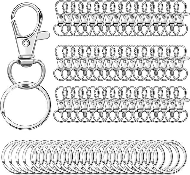 Karabinerhaken mit Schlüsselringen, 100 Stück, Unisex - Bild 1