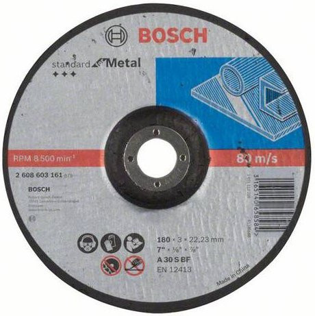 Bosch Trennscheibe gekröpft Standard for Metal A 30 S BF für Stahl, Durchmesser: 180 mm, Farbe: Grau - Bild 1