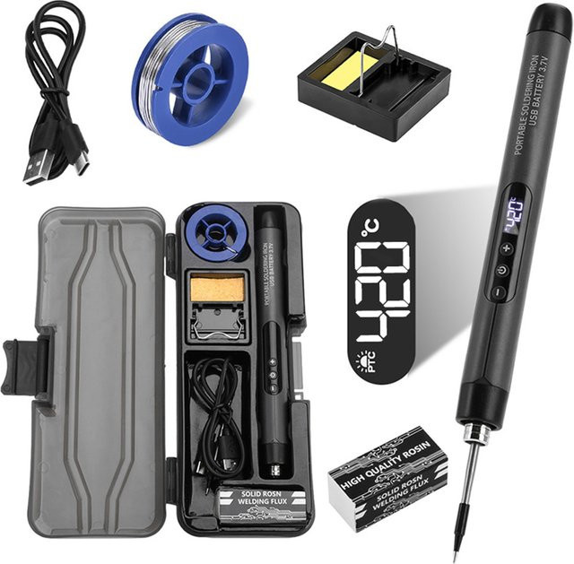 Aideepen Mini Digital USB Lötkolben Set mit Typ-C Schnittstelle und einstellbarer Temperatur - Bild 1