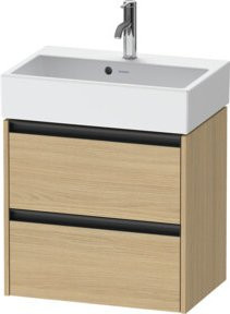Duravit Waschtischunterschrank Ketho.2 Compact mit 2 Schubladen, wandhängend, Farbe: Natur Beige Matt, B/T/H: 58,4 x 39,0 x 54,9 cm - Bild 1