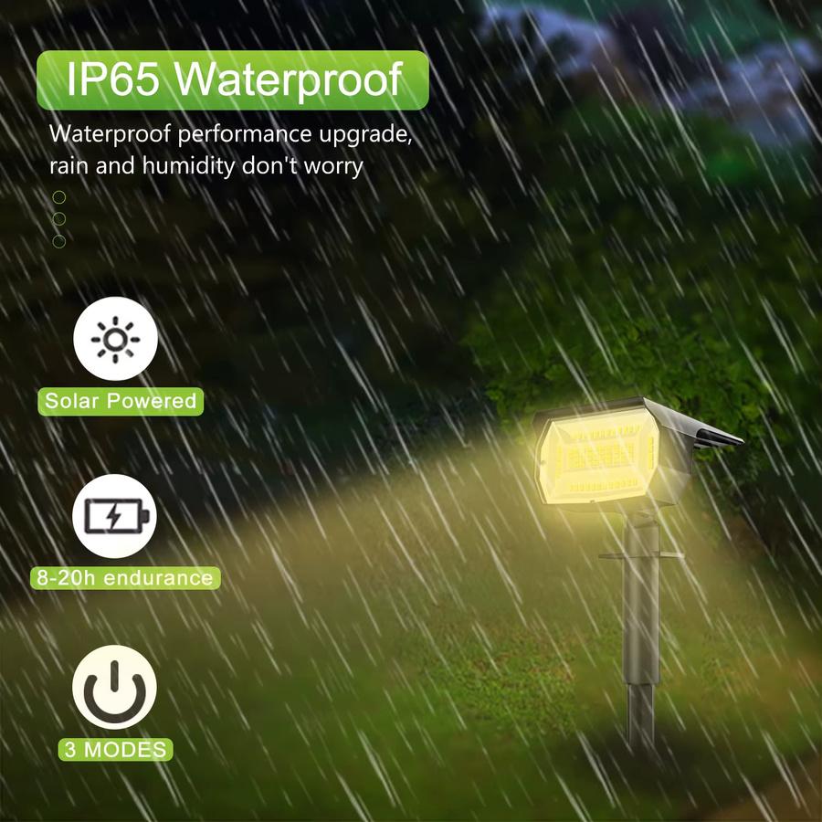 Solarbetriebene LED Wandleuchte für den Garten in Schwarz, wasserdichte Außenbeleuchtung mit 72 LEDs und modernem Design - Bild 2