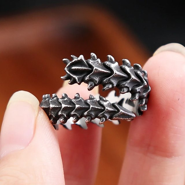 owlucky Ringe Edelstahl, Schwarz, Vintage, Unisex - Bild 1