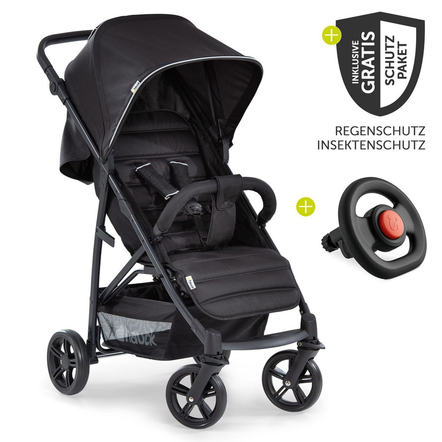 Hauck Buggy Rapid 4 mit verstellbarem Griff und XXL Zubehörpaket in Caviar Black - Bild 1