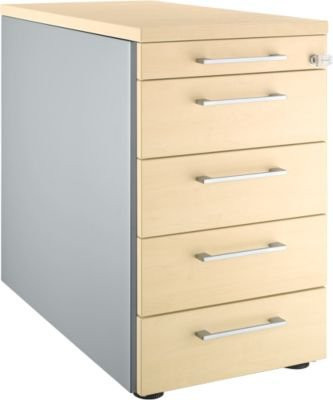 Schäfer Shop Genius Standcontainer 13333 mit Griff, weißalu/Ahorn-Dekor, B: 43,5 cm, H: 71,7 cm - Bild 1