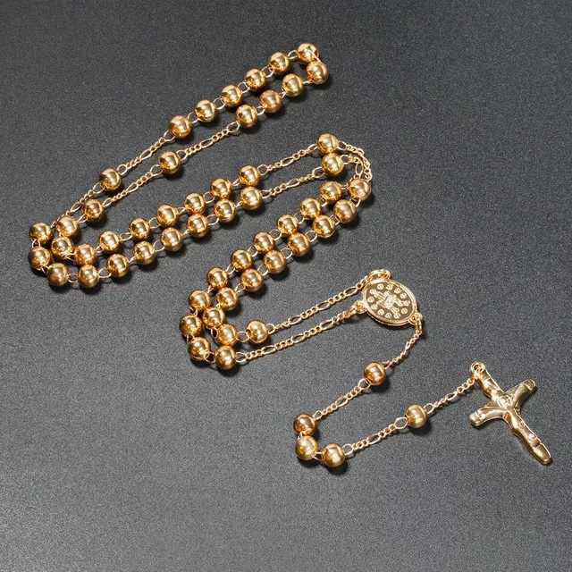 DAIPAN Halskette, Kruzifix Kreuz Anhänger, Messing, Gold, Unisex - Bild 1