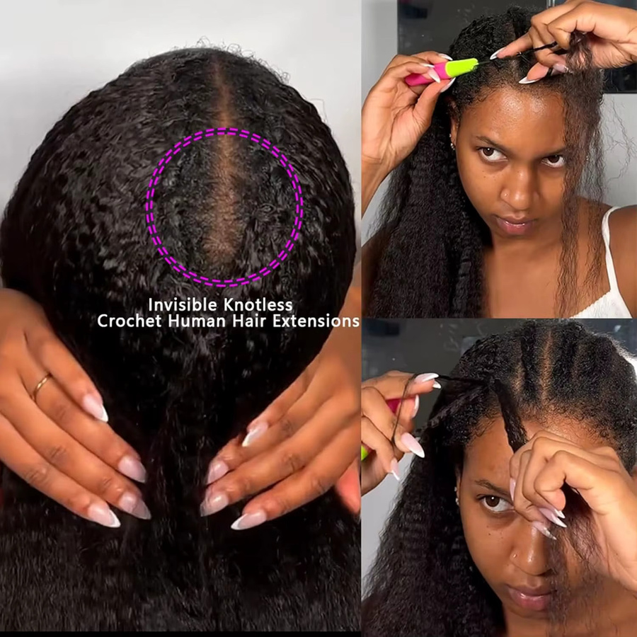 SISTER HAIR Häkelhaarverlängerungen Echthaar, lockig, 100 g - Bild 4