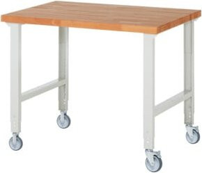Rau Fahrbare Werkbank 7000-1 höhenverstellbar in Grau und Braun, B/T/H: 125 x 90 x 95-100 cm - Bild 1
