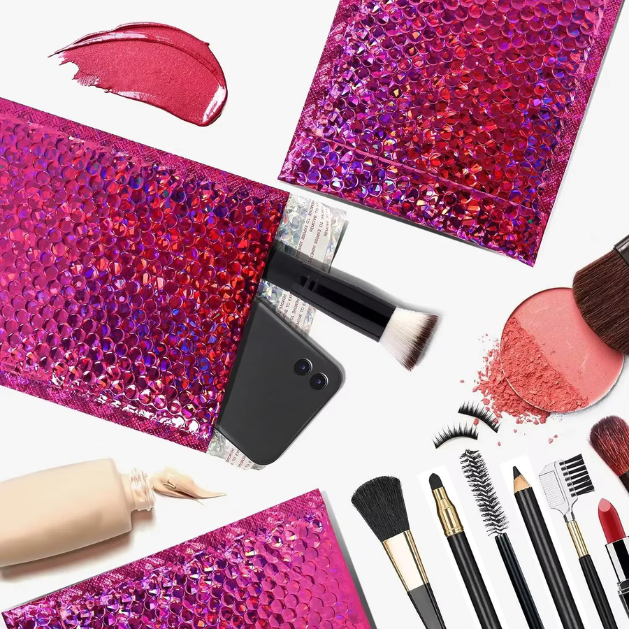 50 Stück Holographische Blasenumschläge in Rosa mit Selbstklebeverschluss für professionelle Lieferungen aus Kunststoff - Bild 2