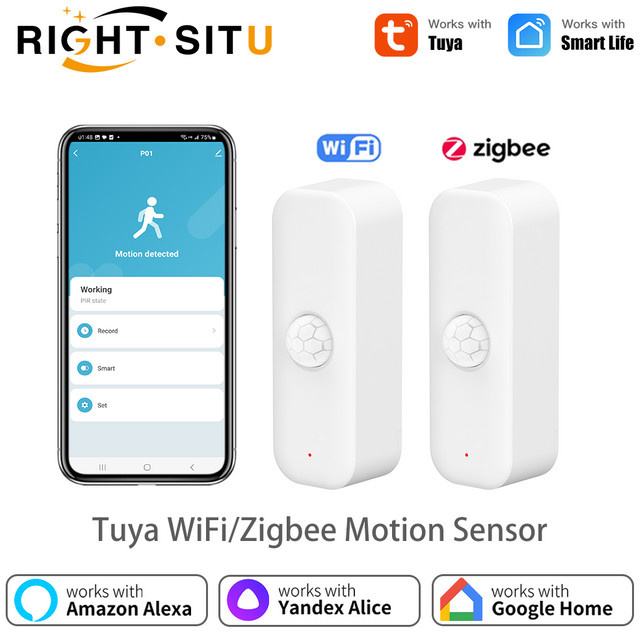 RightSitu Intelligenter PIR Bewegungssensor und Anwesenheitssensor mit WiFi und Zigbee 3.0 in Weiß, kompatibel mit Tuya Smart Life, Alexa und Yandex - Bild 1