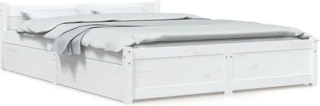 vidaXL Bett mit Schubladen aus Kiefernholz in Weiß, B/T/H: 160 x 205,5 x 51 cm - Bild 1