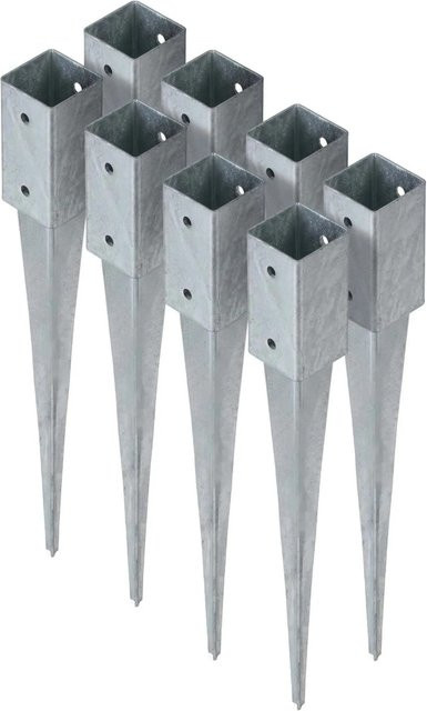 HOLLMAX 8er Set Einschlaghülse für Vierkantpfosten, Silber verzinkt, 71 mm - Bild 1