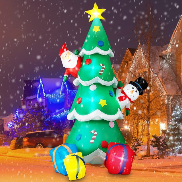 Aufblasbarer Weihnachtsmann mit Weihnachtsbaum und LED-Sternenlicht von Your Warm Home, grün und mehrfarbig, Höhe: 240 cm - Bild 1