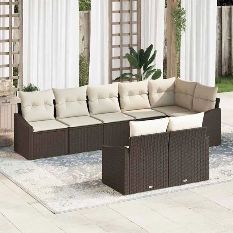 vidaxl Loungemöbel Sofa Set aus Polyrattan in Braun mit 8 Polsterkissen - Bild 1
