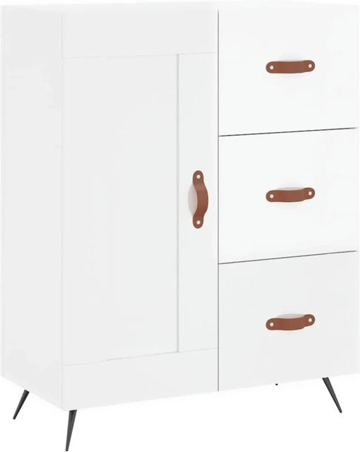 vidaXL Sideboard Hochglanz-Weiß in klassischem Design aus Holzwerkstoff und Metall, B/T/H: 69,5 x 34 x 90 cm - Bild 1