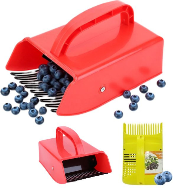 Alloet Berry Picker Beerenpflücker mit Metall- und Kunststoffkamm in Rot - Bild 1