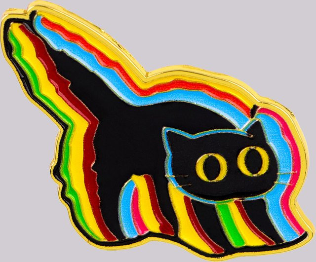 Ramulus Anstecknadel, schwarze Katzen-Emaille, Messing, Unisex - Bild 1