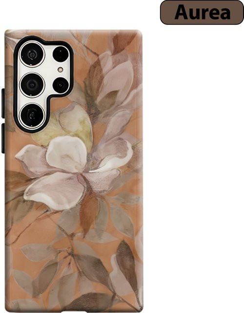 Stoßfeste Doppelschicht Handyhülle mit Blumen-Design für Samsung Galaxy S25 Ultra, S24 und S23 Ultra Plus in Terrakotta - Bild 1