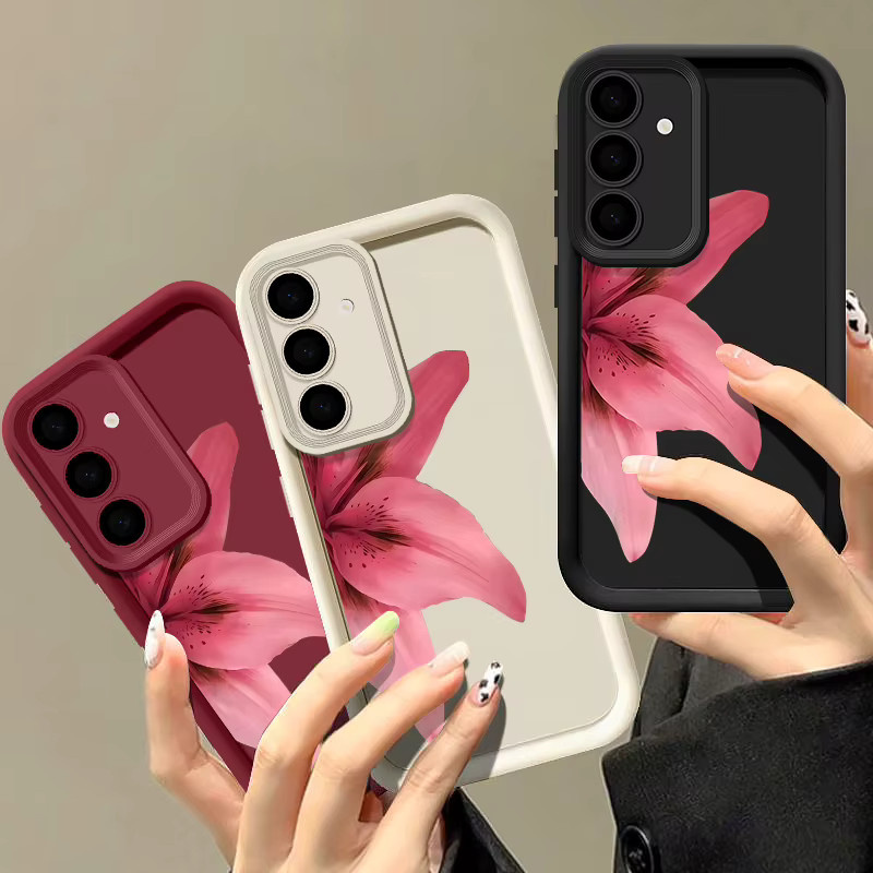 Handyhülle mit realistischem Blumendruck für Samsung Galaxy S25 S24 S23 S22 Ultra Plus FE A56 A55 A54 A36 A16 A15 5G sowie Edge Modelle aus TPU in Beige, Weiß und Multicolour - Bild 1