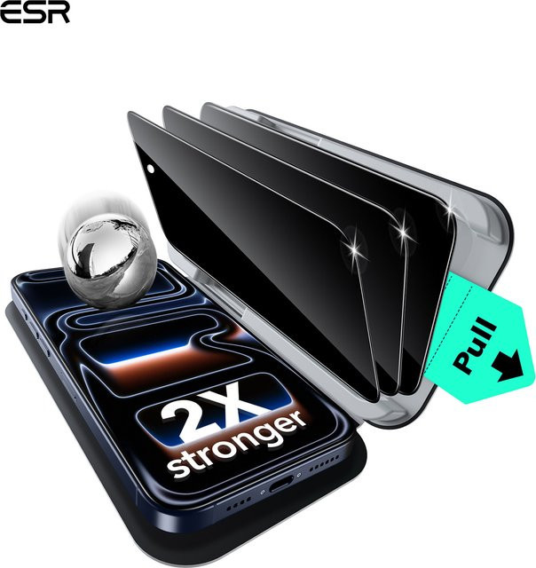 ESR Gehärtetes Glas Displayschutzfolie für iPhone 17, 16, 15, 14 und 13 Serie, Transparent, Datenschutz und hochauflösend - Bild 1