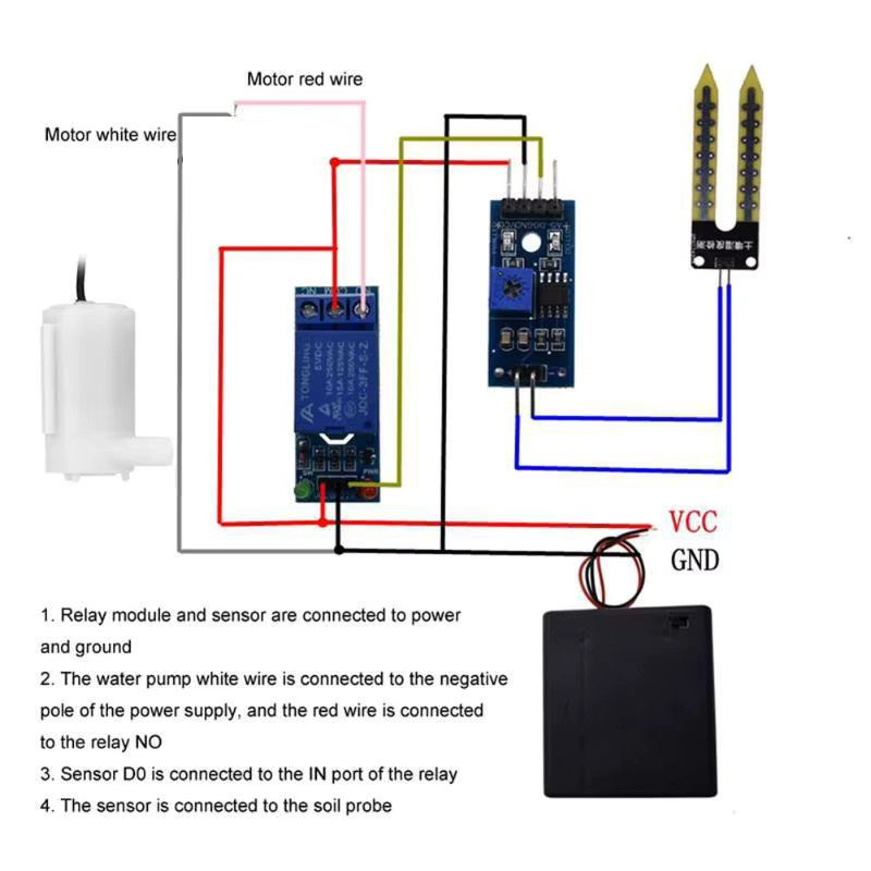 ALLOYSEED DIY Automatisches Bewässerungsset mit Bodenfeuchtigkeitssensor und Wasserpumpe für Arduino, Mehrfarbig - Bild 5