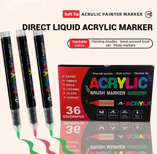 Permanent-Acryl-Farbmarker-Set mit weicher Kugelspitze in Multicolour für DIY-Kunstprojekte auf Keramik, Holz und Leinwand - Bild 1