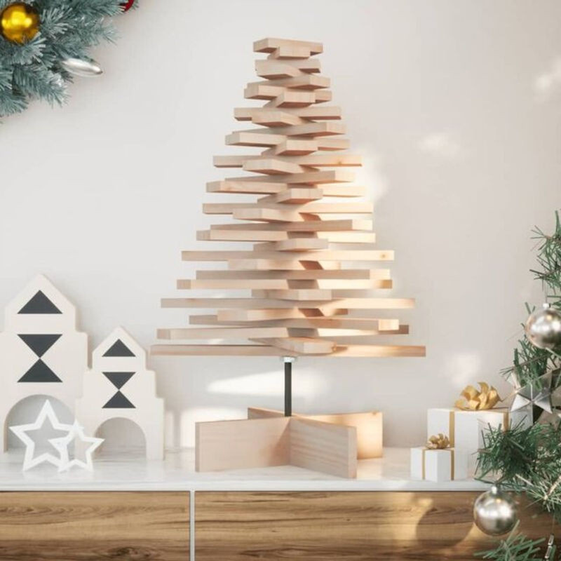 Vidaxl Weihnachtsbaum aus Massivholz Kiefer in Braun und Mehrfarbig, Höhe: 80 cm - Bild 1