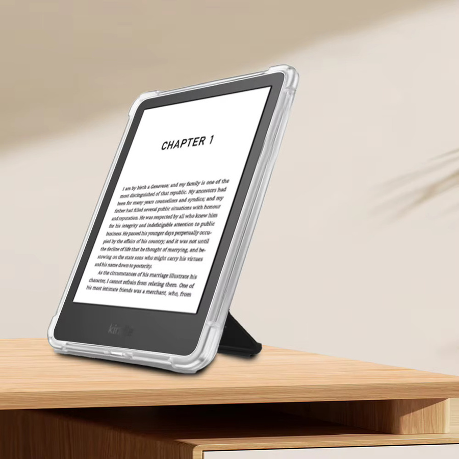 Transparente Standhülle für Kindle 11. Generation (2022/2024) aus weichem TPU mit integriertem Ständer in Grau - Bild 5