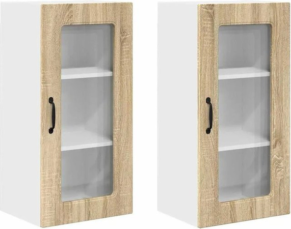 vidaXL Küchenwandschrank Set mit Regal in Sonoma-Eiche, 2 Stück, B/T/H: 40 x 31 x 80 cm