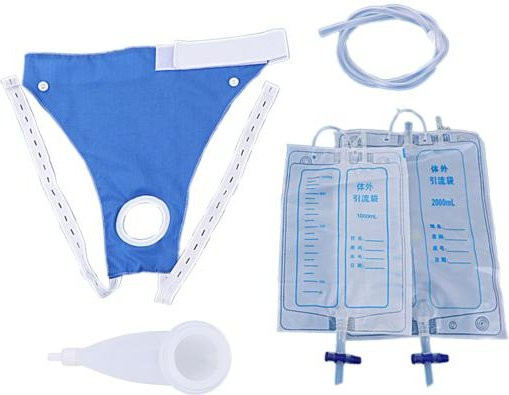 queenana Urinbeutel mit 2 Drainagebeuteln und Silikon-Auffangkapsel, Blau, Herren - Bild 1