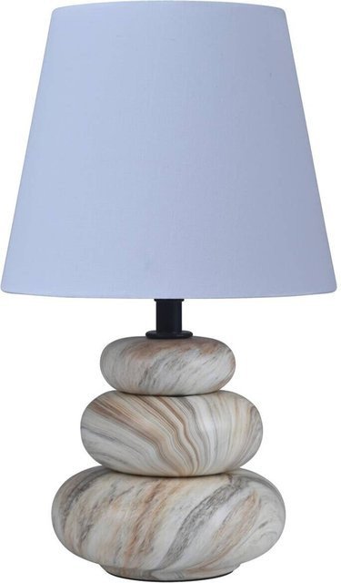 Pocoline Keramik Tischleuchte Adriana in Beige, Braun und Weiß mit E14 Fassung, B/H/T: 16,5 x 17,5 x 16,5 cm - Bild 1
