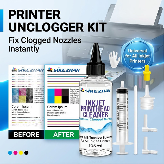 Jaysuing Universelles Druckkopf-Reinigungsset für Tintenstrahldrucker von Epson EcoTank, HP, Canon und Brother zur Reinigung von Düsen und Verbesserung der Druckqualität - Bild 1