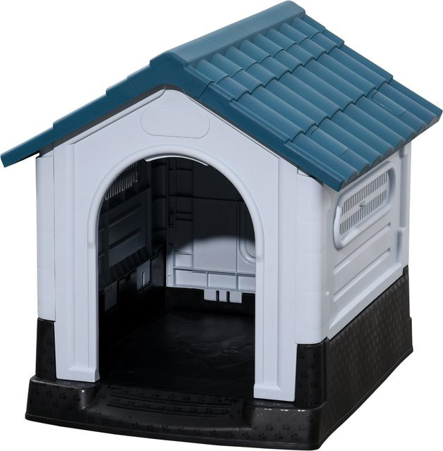 PawHut Hundehütte für kleine und mittelgroße Hunde wetterfest in Weiß und Blau von Aosom B/T/H: 64,5 x 57 x 66 cm - Bild 1