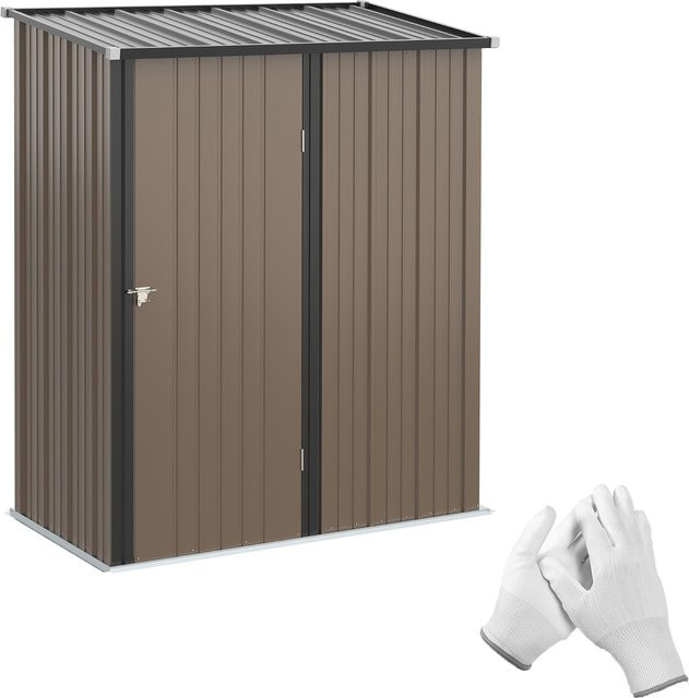 Outsunny Gerätehaus mit Pultdach aus verzinktem Stahl in Braun, B/T/H: 161,5 x 94,5 x 196 cm - Bild 1