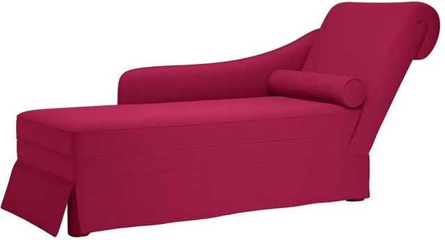 vidaXL Chaiselongue aus Samt in Weinrot mit Nackenrolle und rechter Armlehne, B/T/H: 145 x 70 x 56 cm - Bild 1
