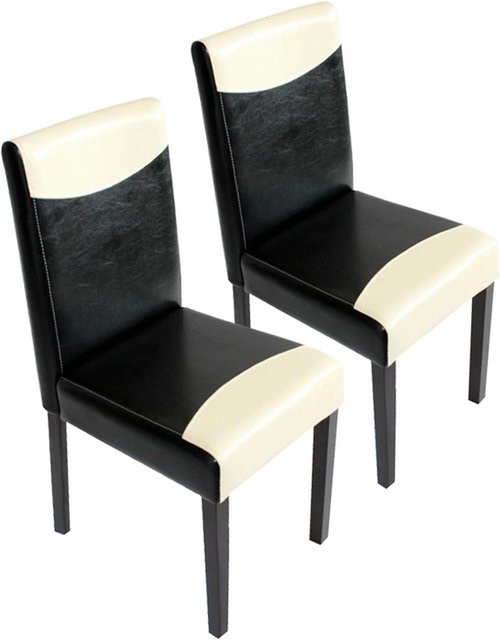 2er-Set MCW Esszimmerstühle Littau aus Kunstleder in Schwarz-Weiß mit dunklen Beinen - Bild 2