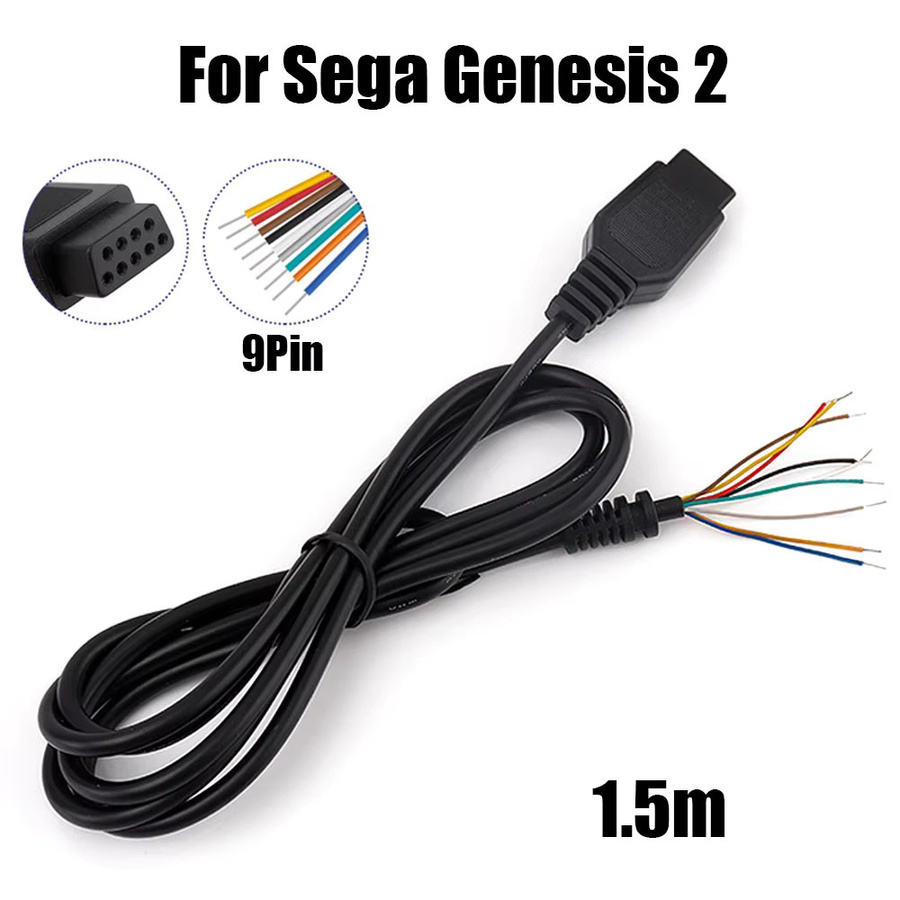 Sega Mega Drive 2 Controller Verlängerungskabel mit 9-Pin Anschluss in Schwarz - Bild 5