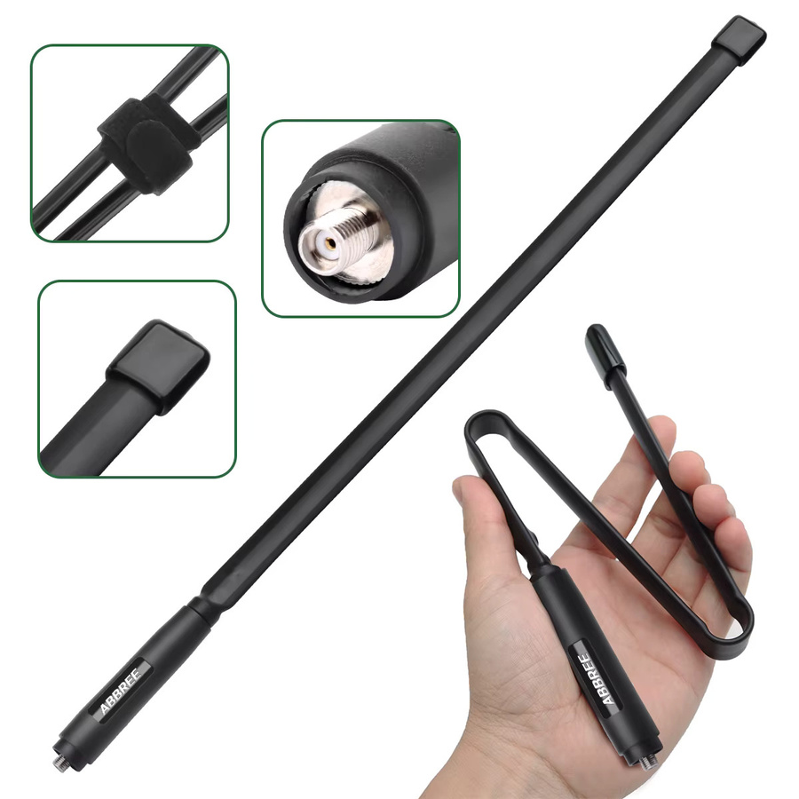 ABBREE CS Taktische Dual Band VHF UHF Antenne mit SMA-Buchse, faltbar, Schwarz, passend für Baofeng UV-32 DM-32 UV-21 PRO UV-9R PRO Walkie Talkie - Bild 4