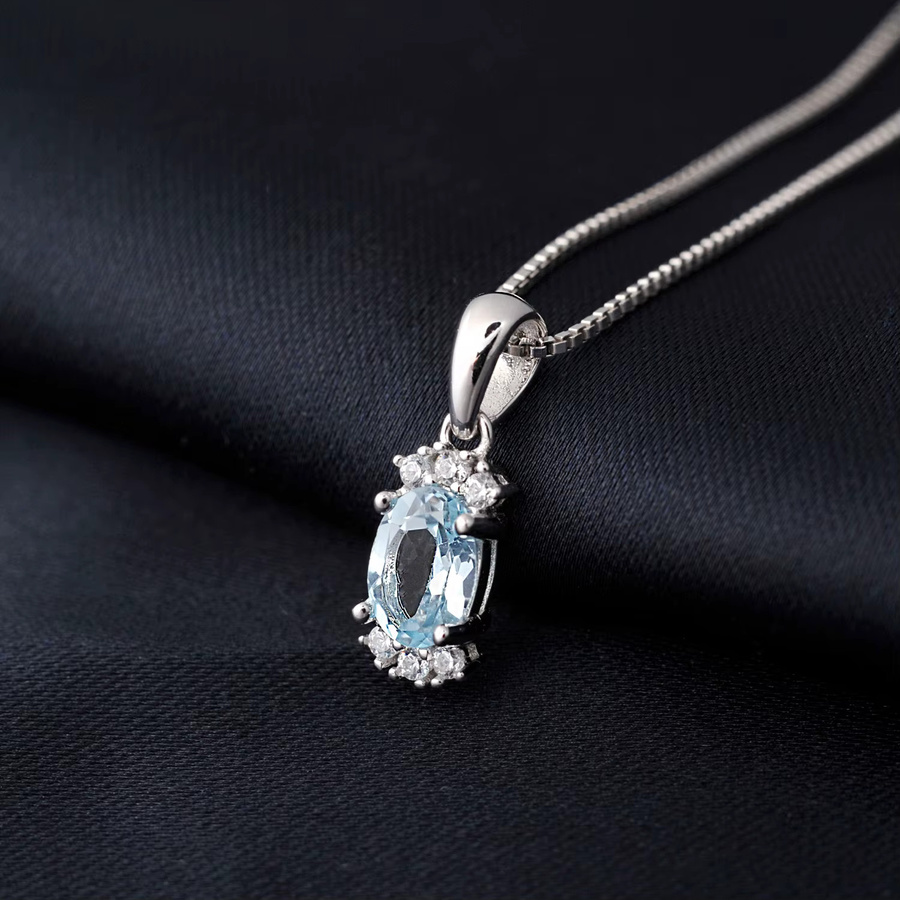 Potiy Anhänger Halskette, 925 Silber, Topas, Granat, Zirkonia, Damen - Bild 2