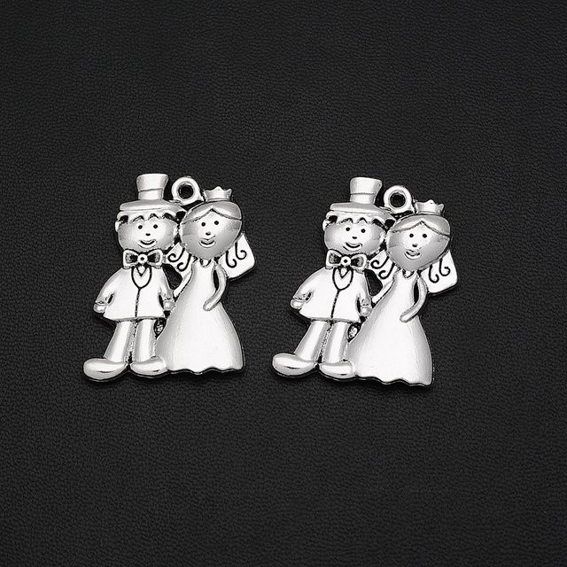 Fezrgea Anhänger Hochzeit, Silber, Vintage, 26x33mm - Bild 1