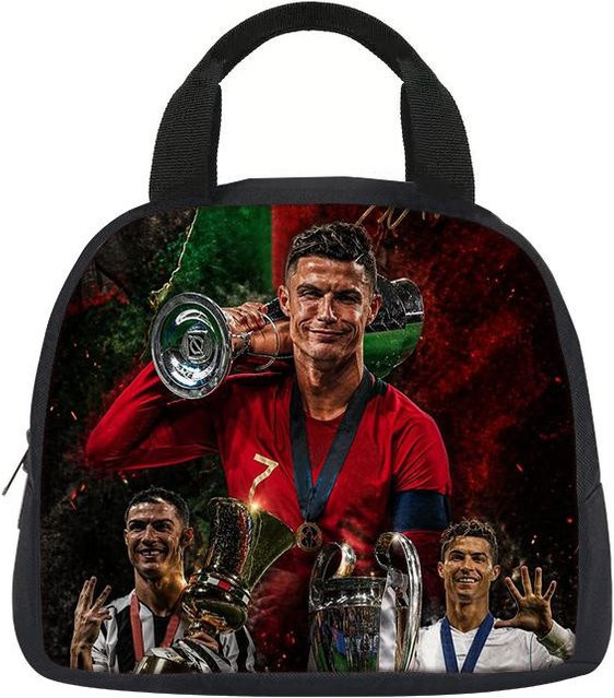Fancy Style Studio Ronaldo Thermoisolierte Lunchtasche CR Fußballstar in Schwarz - Bild 1