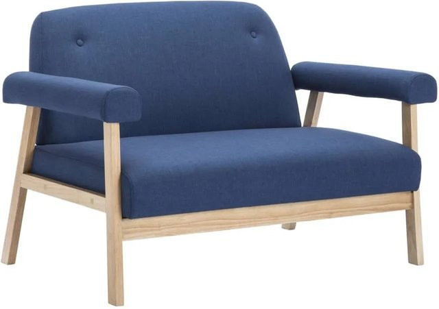 vidaXL 2-Sitzer-Sofa aus Stoff in Blau mit Holzrahmen und Armlehnen - Bild 1