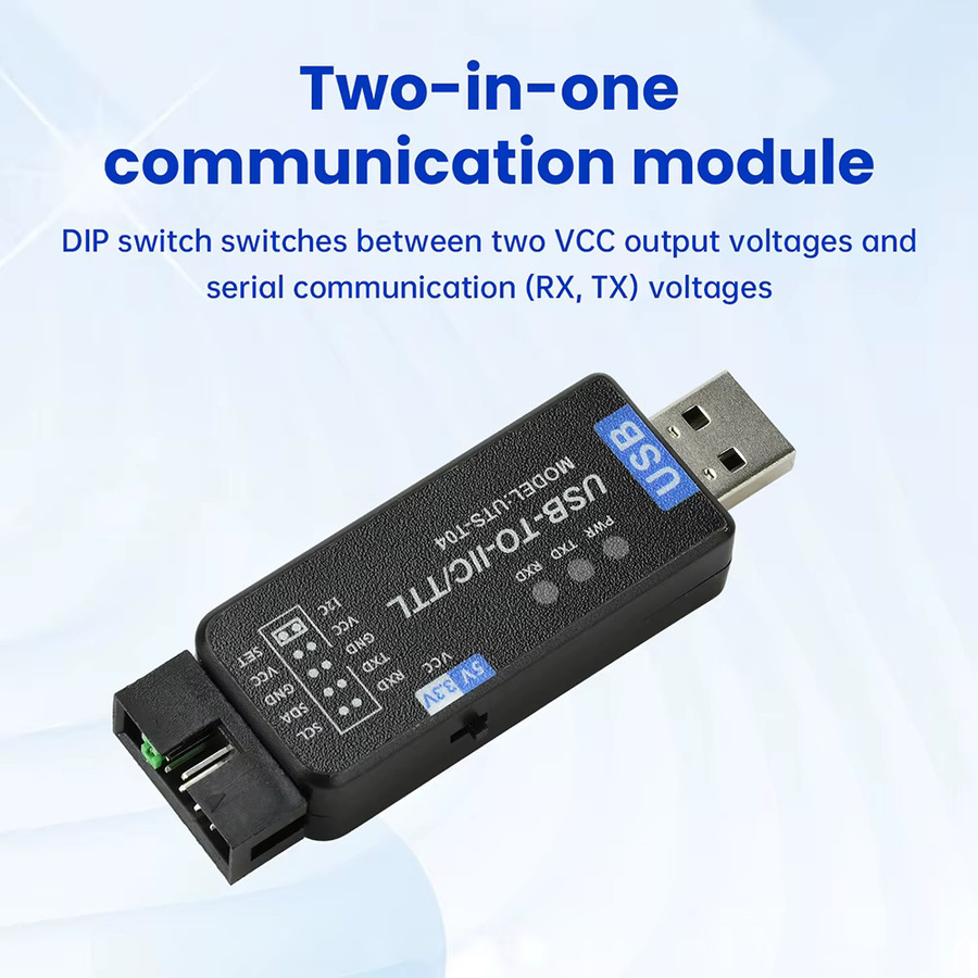 Diymore USB zu I2C IIC/TTL Serieller Port UART 2-in-1 Kommunikationsmodul CH341T in Schwarz mit 2x 4P DuPont-Kabeln - Bild 3