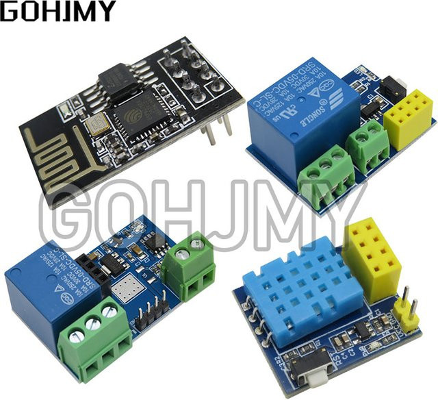 GOHJMY ESP8266 ESP-01S WIFI Relais Modul mit DHT11 Temperatur und Feuchtigkeit Sensor für Smart Home IoT in Multicolor - Bild 1