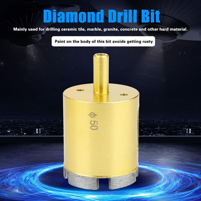 Fishine Diamant-Lochsäge Bohrer in Gold für Keramik, Marmor, Glas und Stein, Durchmesser: 50 mm - Bild 1