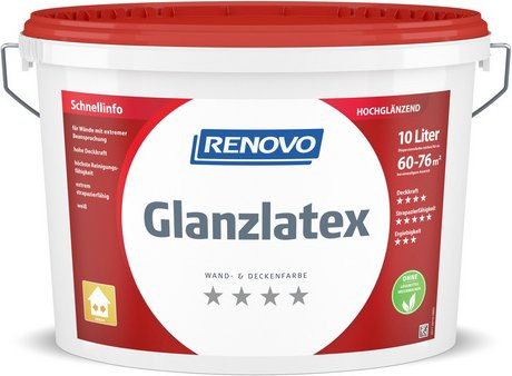 RENOVO Glanzlatex Wand- und Deckenfarbe in Weiss, hochglänzend, 10 l - Bild 1