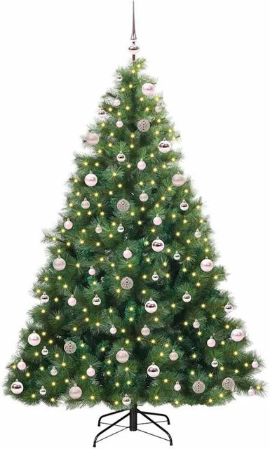 vidaXL Künstlicher Weihnachtsbaum in Grün mit 300 warmweißen LEDs, Höhe: 210 cm, aus PE und PVC - Bild 1
