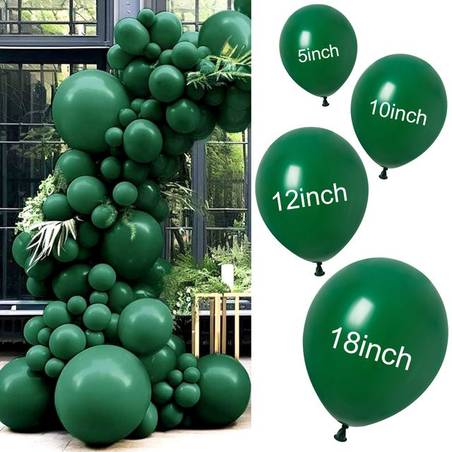 100 Stück dunkelgrüne Latexballons von MicroPlush für Dschungel- und Safari-Dekorationen, runde Luftballons in verschiedenen Größen - Bild 1
