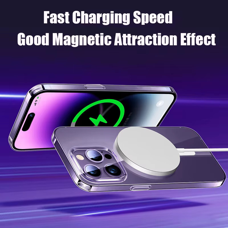 YuexTi MagSafe Magnetische Kabellose Lade Tasche Transparente Schutzhülle für iPhone 15 14 13 12 11 Pro Max X XR 7 8 Plus - Bild 6