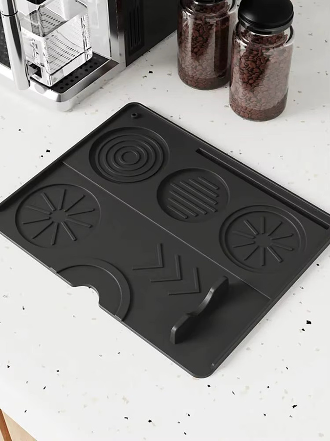 Dalinwell Espresso Tamper Matte aus lebensmittelechtem Silikon in Schwarz, rechteckig - Bild 5