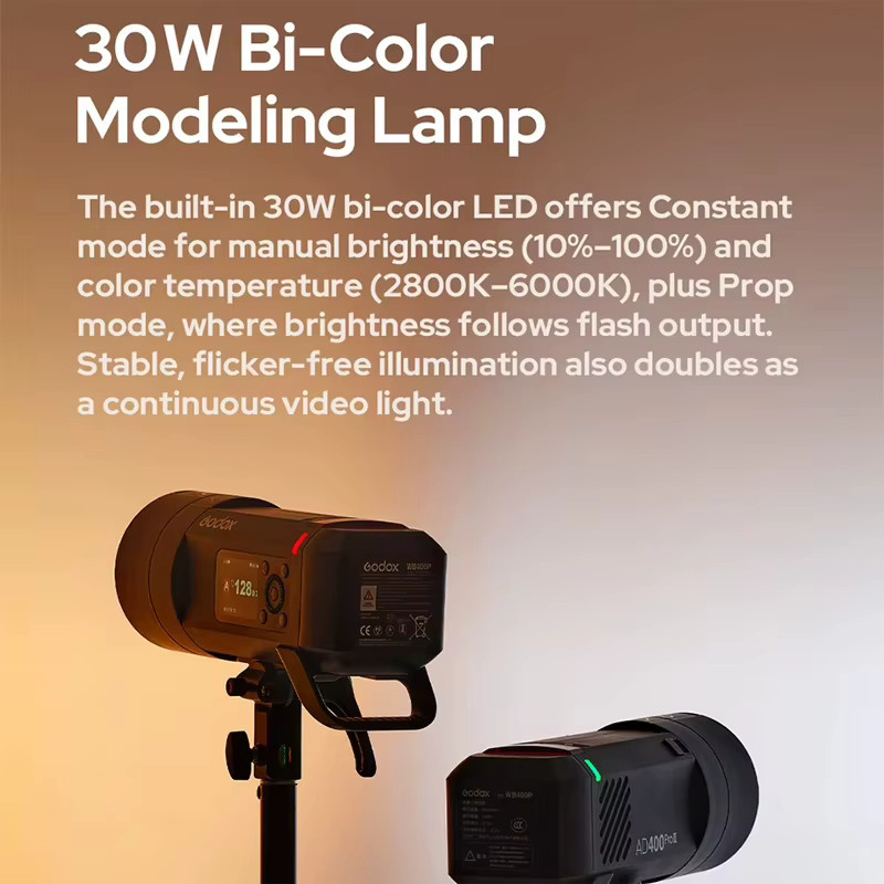 Godox AD400Pro II WITSTRO All-in-One Outdoor-Blitzgerät in Schwarz mit Li-Ionen-Akku, TTL, HSS und 2,4G Wireless X-System - Bild 2